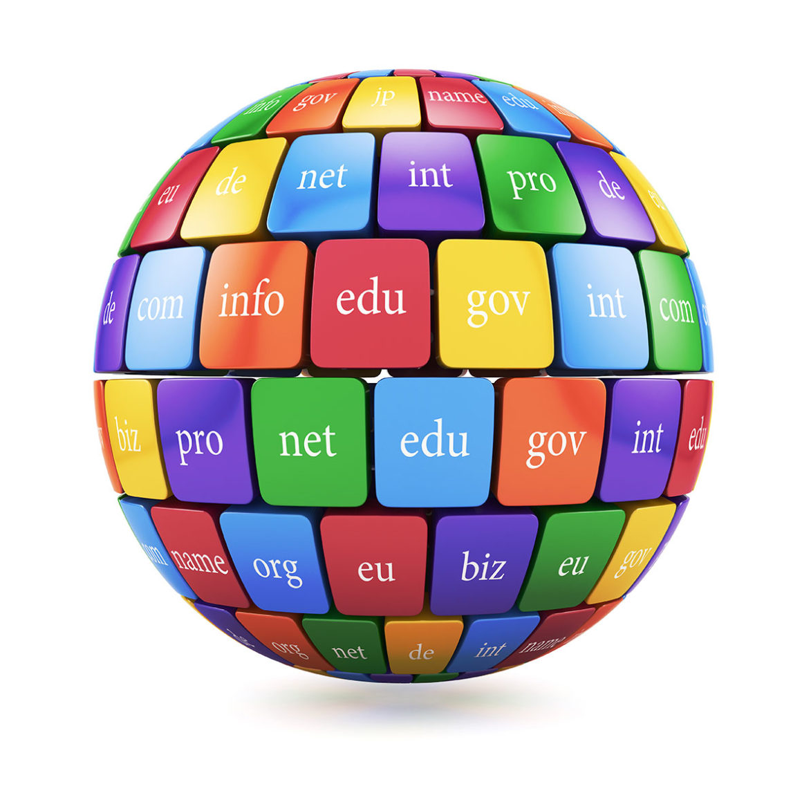 Globe composé de cube de noms de domaine